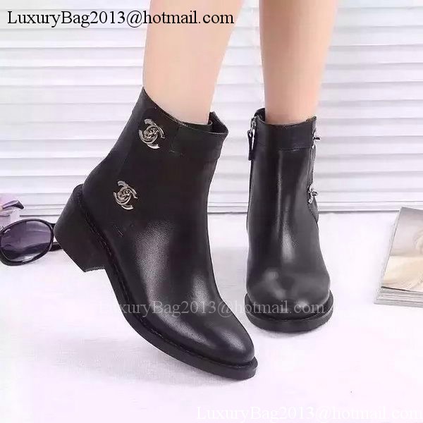 Chanel Sheepskin Leather Ankle Boot CH1499 Black
