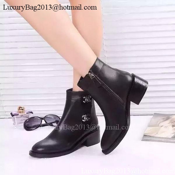 Chanel Sheepskin Leather Ankle Boot CH1499 Black