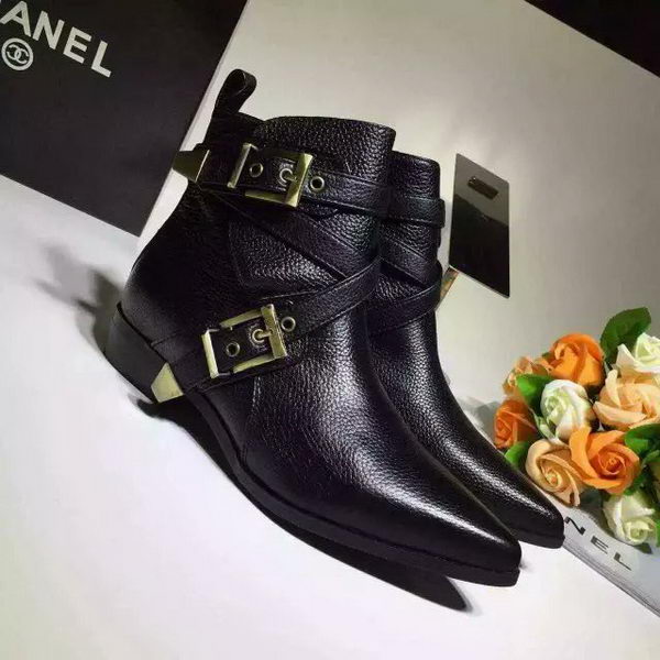 Chanel Sheepskin Leather Ankle Boot CH1506 Black