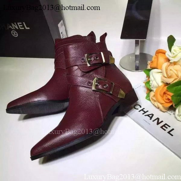 Chanel Sheepskin Leather Ankle Boot CH1507 Burgundy