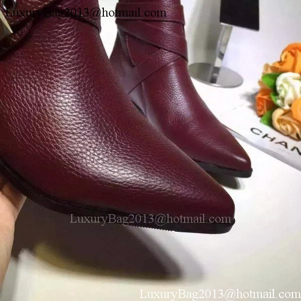 Chanel Sheepskin Leather Ankle Boot CH1507 Burgundy