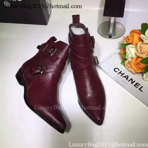 Chanel Sheepskin Leather Ankle Boot CH1507 Burgundy