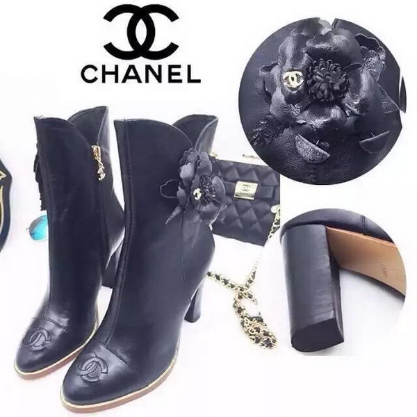 Chanel Sheepskin Leather Ankle Boot CH1513 Black