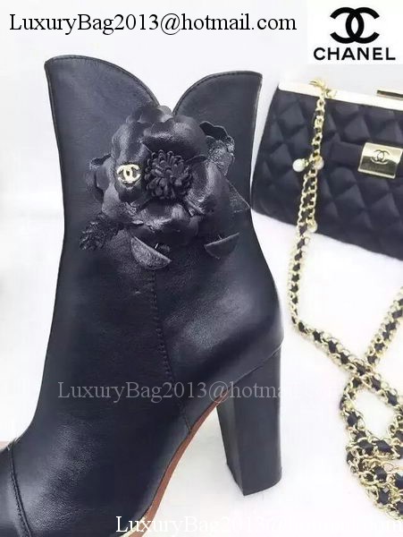 Chanel Sheepskin Leather Ankle Boot CH1513 Black