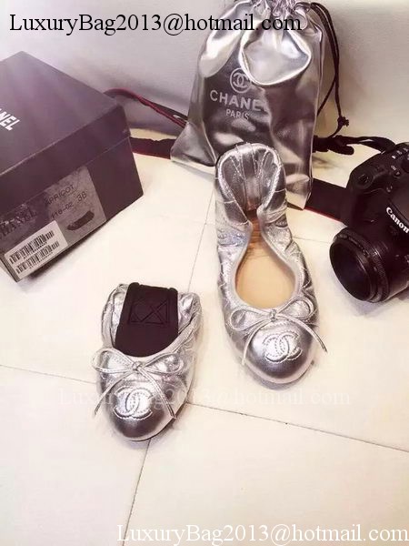 Chanel Sheepskin Leather Ballerina CH1420 Silver