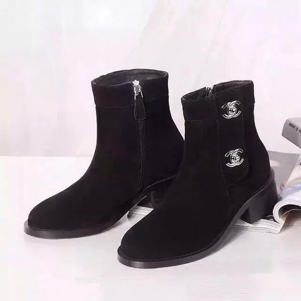 Chanel Suede Leather Ankle Boot CH1499 Black
