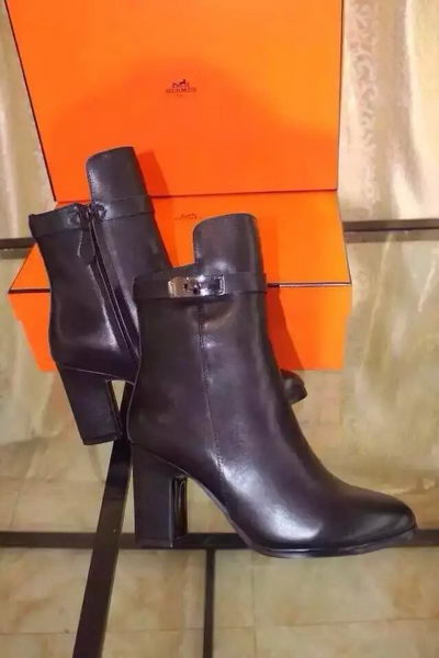 Hermes Ankle Boot Leather HO564 Black