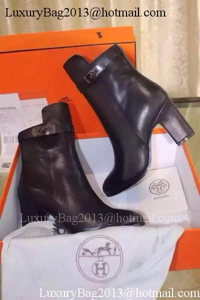 Hermes Ankle Boot Leather HO564 Black