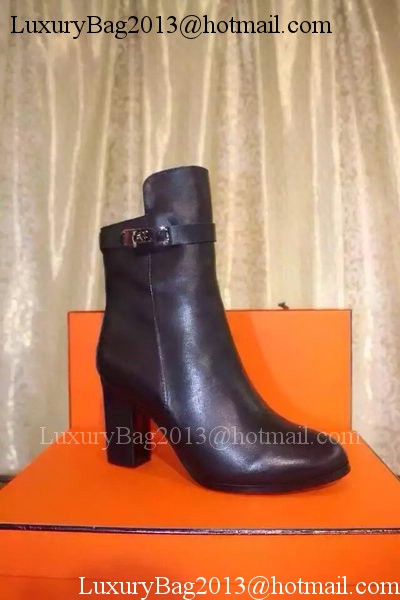 Hermes Ankle Boot Leather HO564 Black