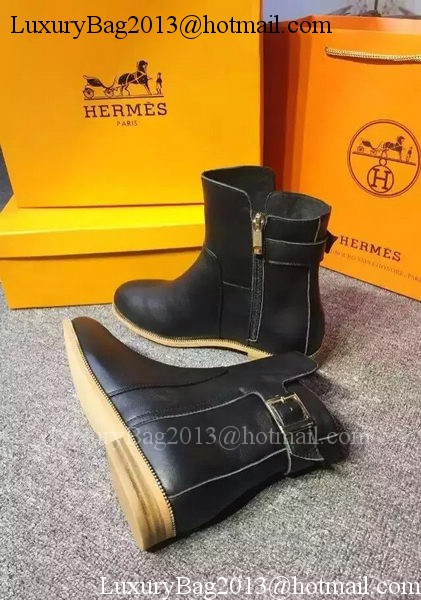 Hermes Ankle Boot Leather HO568 Black