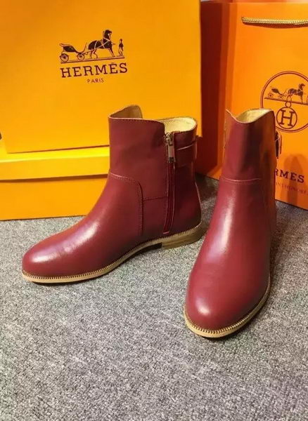Hermes Ankle Boot Leather HO568 Red