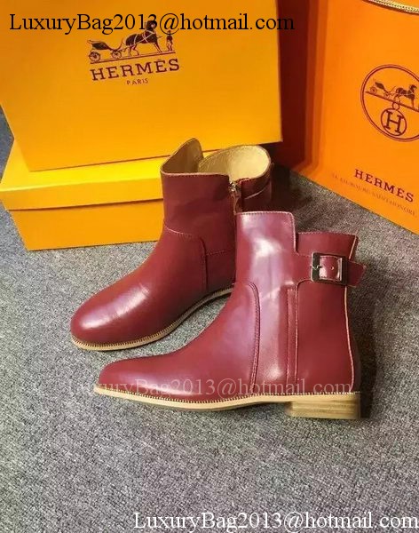 Hermes Ankle Boot Leather HO568 Red