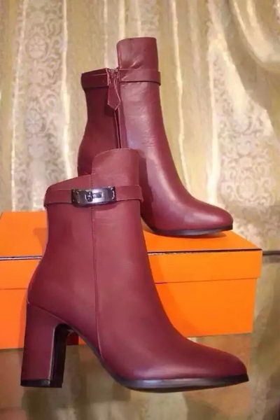 Hermes Boot Leather HO563 Burgundy