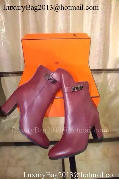 Hermes Boot Leather HO563 Burgundy