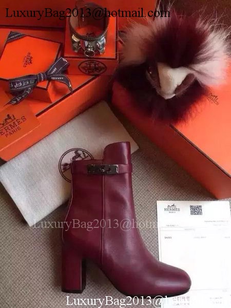 Hermes Boot Leather HO563 Burgundy