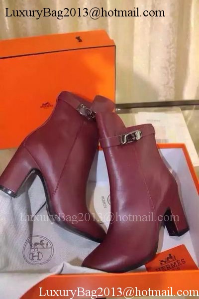 Hermes Boot Leather HO563 Burgundy