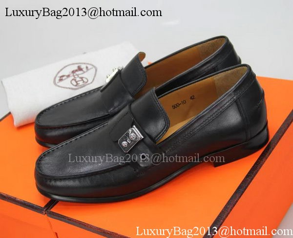 Hermes Casual Shoes Leather HO558 Black