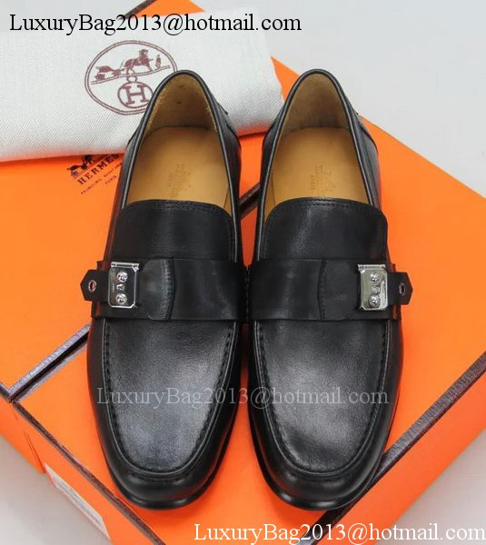 Hermes Casual Shoes Leather HO558 Black