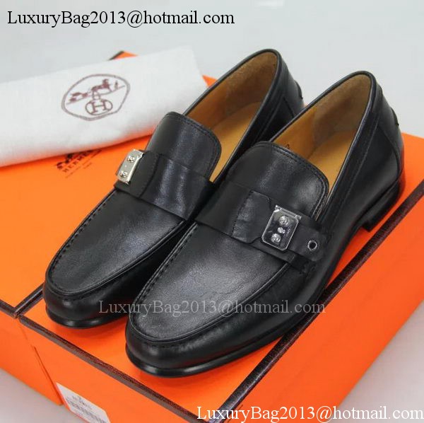 Hermes Casual Shoes Leather HO558 Black