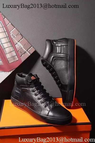 Hermes Casual Shoes Leather HO570 Black