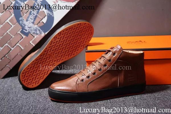 Hermes Casual Shoes Leather HO570 Brown