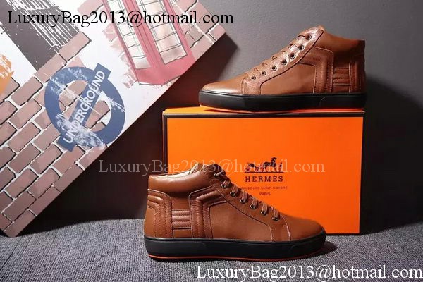 Hermes Casual Shoes Leather HO570 Brown