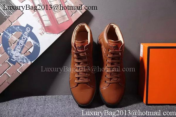 Hermes Casual Shoes Leather HO570 Brown