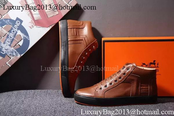 Hermes Casual Shoes Leather HO570 Brown