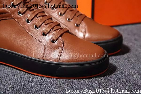 Hermes Casual Shoes Leather HO570 Brown