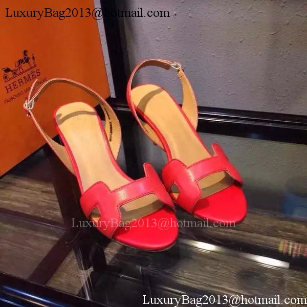 Hermes Leather Sandal HO546 Red