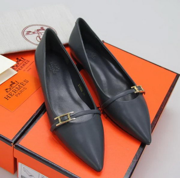 Hermes Sheepskin Leather Ballerina Flat HO555 Royal