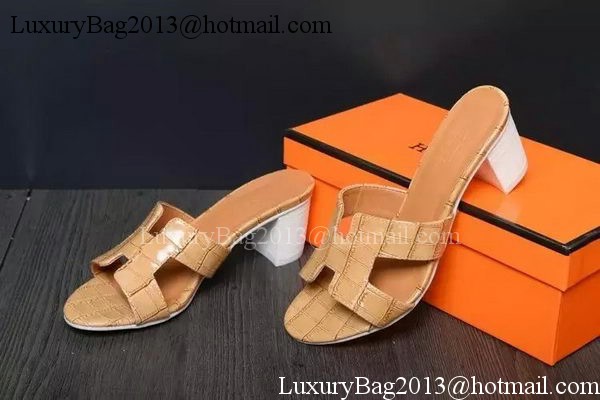 Hermes Slipper Leather HO0515 Apricot