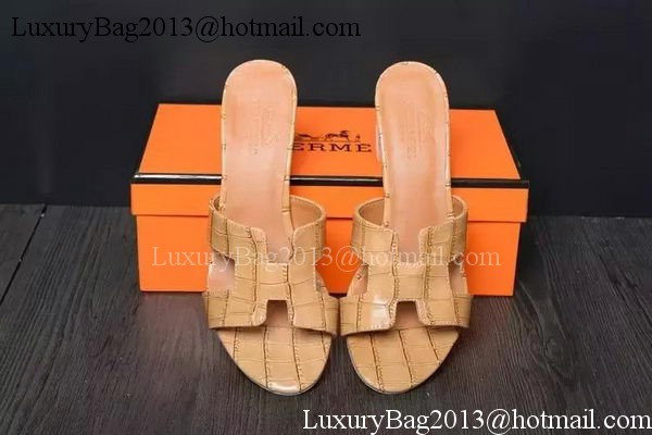 Hermes Slipper Leather HO0515 Apricot