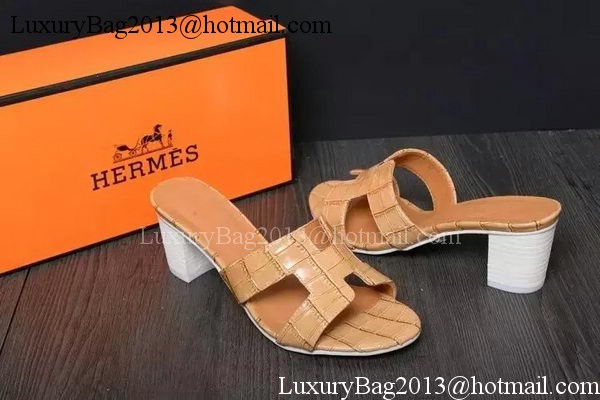 Hermes Slipper Leather HO0515 Apricot
