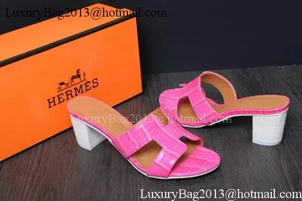 Hermes Slipper Leather HO0517 Rose