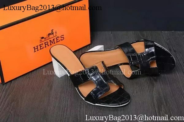 Hermes Slipper Leather HO0519 Black