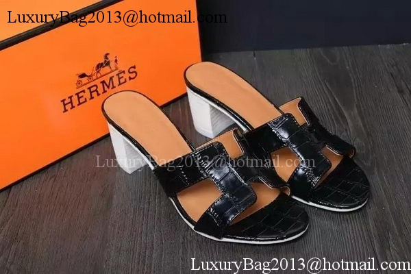 Hermes Slipper Leather HO0519 Black
