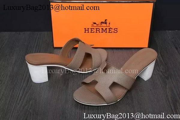 Hermes Slipper Leather HO0522 Brown