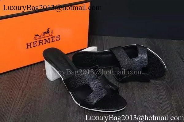 Hermes Slipper Leather HO0527 Black