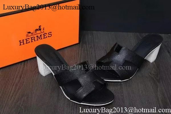 Hermes Slipper Leather HO0527 Black