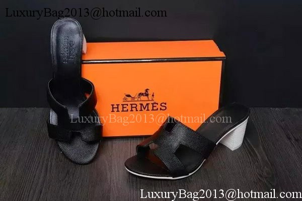 Hermes Slipper Leather HO0527 Black