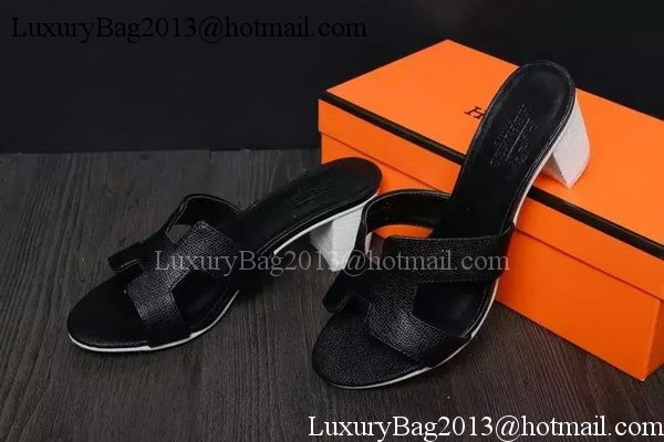 Hermes Slipper Leather HO0527 Black