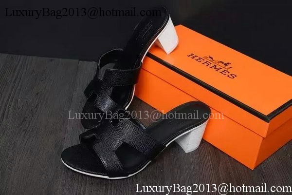 Hermes Slipper Leather HO0527 Black