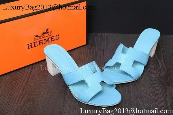 Hermes Slipper Leather HO0530 Light Blue