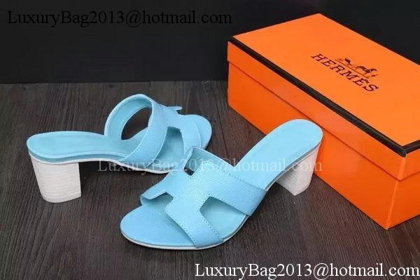 Hermes Slipper Leather HO0530 Light Blue