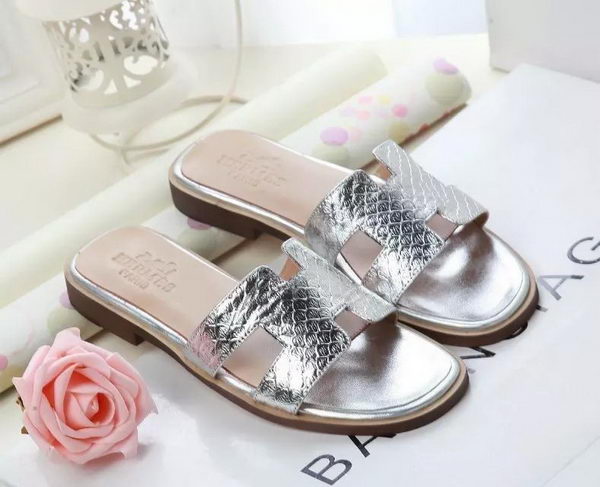 Hermes Slipper Leather HO0531 Silver