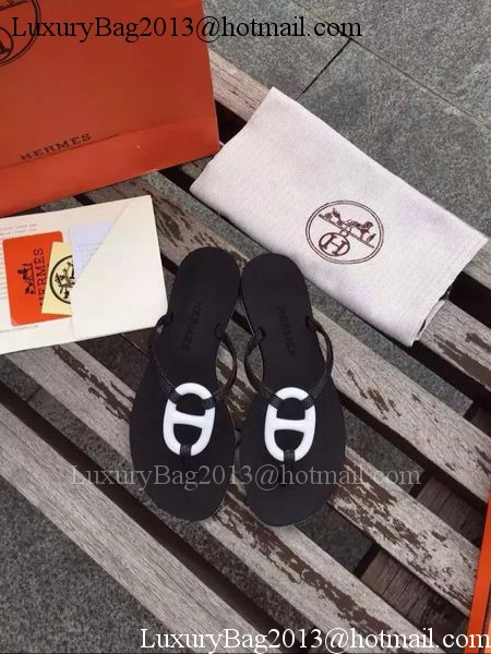 Hermes Slipper Leather HO0533 Black