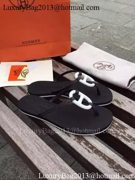 Hermes Slipper Leather HO0533 Black