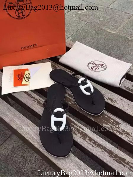 Hermes Slipper Leather HO0533 Black