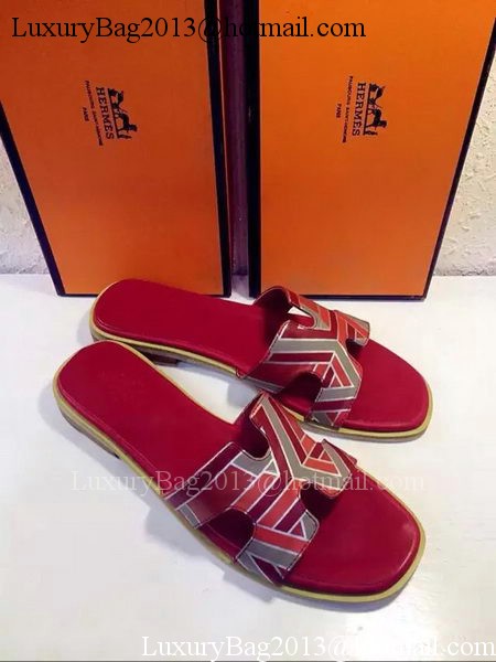 Hermes Slipper Leather HO0536 Red